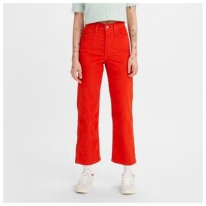 Sold🥀 Levi's Ribcage Straight Ankle Corduroy Jeans High Rise Valiant Poppy 25